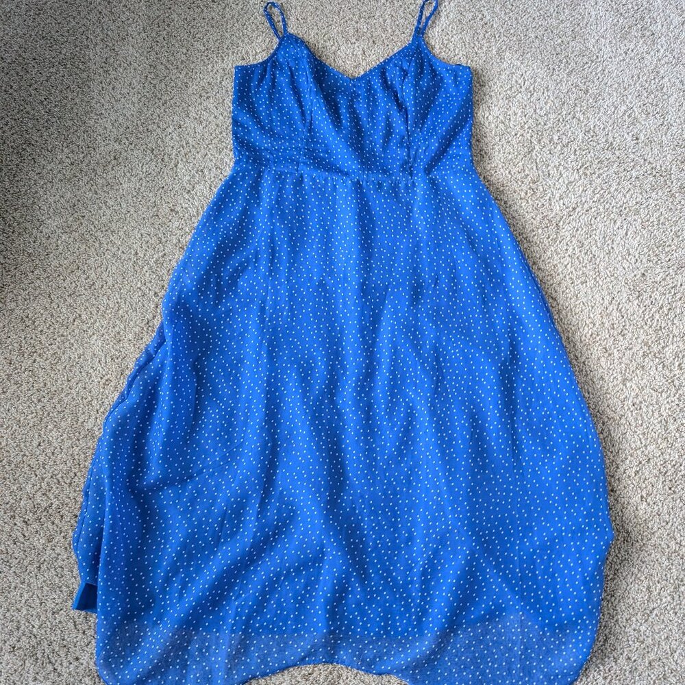 EUC Long Tall Sally Blue/white chiffon dress, US size 12 (tall)